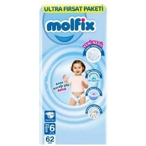 MOLFİX BEBEK BEZİ 3D EXTRA LARGE 62Lİ ULTRA FIRSAT