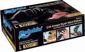 DOLPHİN NİTRİL MUAYENE ELDİVENİ 100LÜ SİYAH (L)