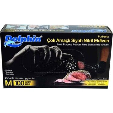 DOLPHIN ÇOK AMAÇLI SİYAH NİTRİL ELDİVEN (M)