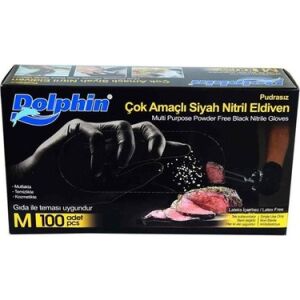 DOLPHIN ÇOK AMAÇLI SİYAH NİTRİL ELDİVEN (M)