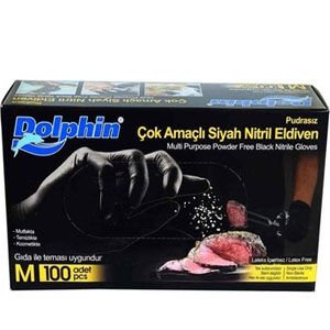 DOLPHIN ÇOK AMAÇLI SİYAH NİTRİL ELDİVEN (M)