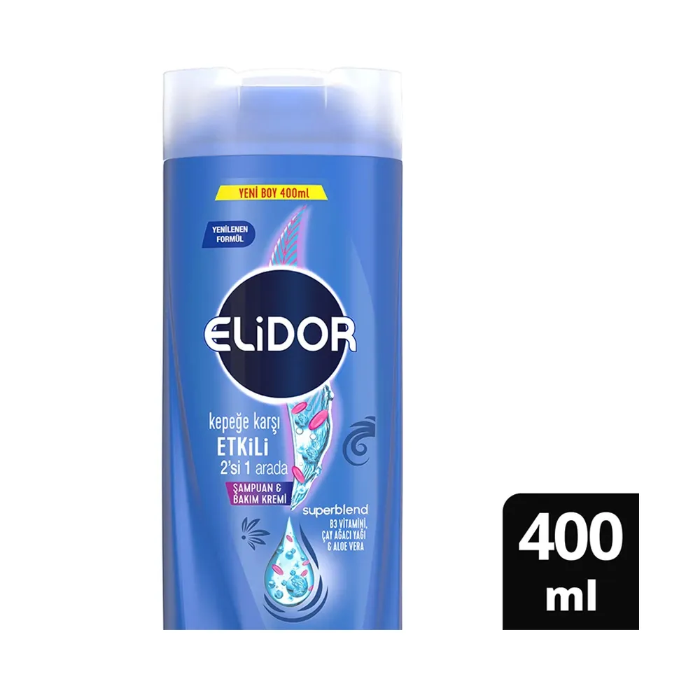 ELİDOR ŞAMPUAN 400 ML KEPEĞE KARŞI 2İN1 MAVİ