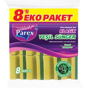 PAREX KLASİK YEŞİL SÜNGER OLUKLU 8Lİ