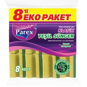 PAREX KLASİK YEŞİL SÜNGER OLUKLU 8Lİ