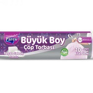 PAREX ÇÖP TORBASI BÜZGÜLÜ BEYAZ SABUN KOKULU (BÜYÜK BOY)