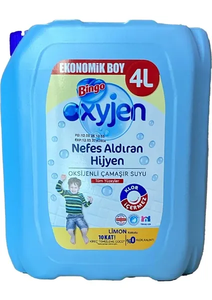 BİNGO OKSİJENLİ ÇAMAŞIR SUYU 4 LT LİMON KOKULU