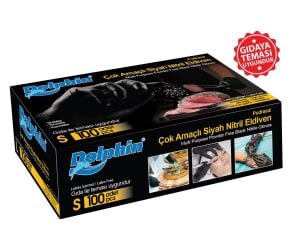 DOLPHİN NİTRİL MUAYENE ELDİVENİ 100LÜ SİYAH S BEDEN
